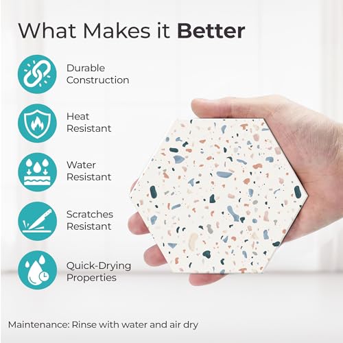Image of The Better Home Diatomite Tea Coaster Set of 6 (Dia- 10cm, Thick- 8mm)|Dining Table Accessories for Home| Tea Coaster |Cups /Coffee Mugs /Glasses Coaster Set| Kitty Party Return Gifts for Women (Beige)