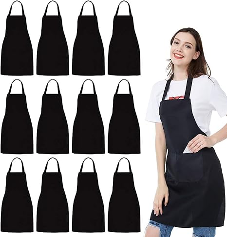 KBNBJ Bib Apron, Unisex Adjustable Waterdrop-Resistant Apron with 2 Pockets ? Cooking, Kitchen, BBQ, Drawing, Bulk for Chefs or Restaurants
