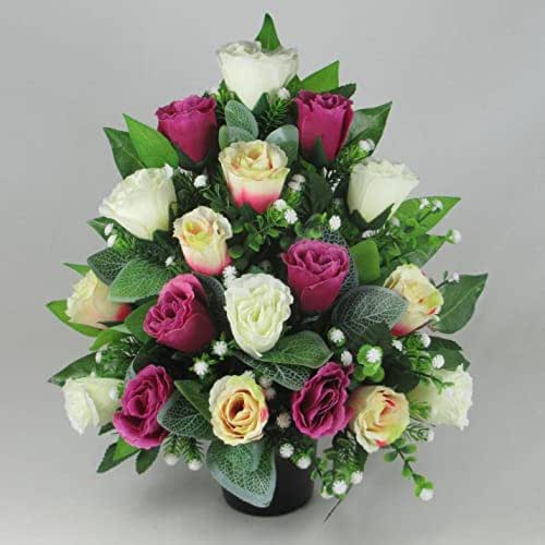 Just Because Silk Flowers Flat back artificial flower grave arrangement