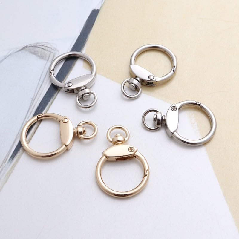 30Pcs Round Spring Snap Hooks with Swivel Ring, BetterJonny Inside Diameter 23mm Round Spring Keyrings Buckle Snap Clip Trigger for Keychain Bags Purse Craft DIY Accessories(3 Colors) - Image 2