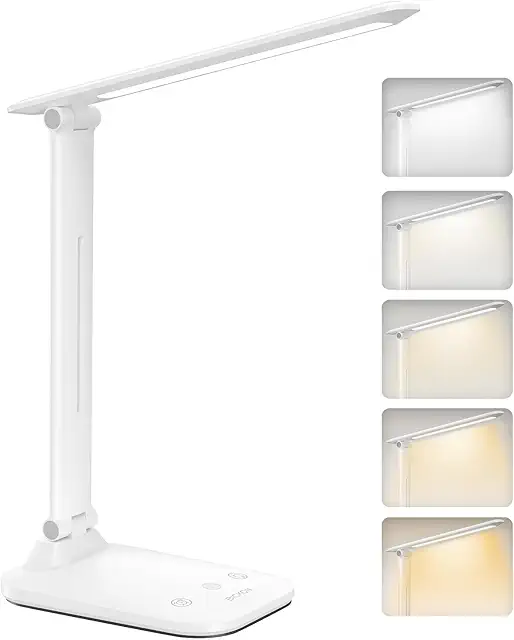 Lampe de Bureau LED BICKON - 5 Modes, Minuterie, USB-C - Blanc