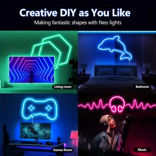 Image of RGB Neon LED Strip Light with Remote and Silicone Diffuser - Flexible Multicolor Rope Light for Home, Bedroom, Gaming Room, Party, and Decorative Lighting (5 Meter)