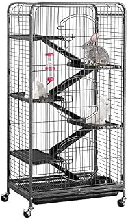 YAHEETECH 52” 6 Level Metal Rabbit Cage with 3 Front Doors/Feeder/Wheels Small Animal