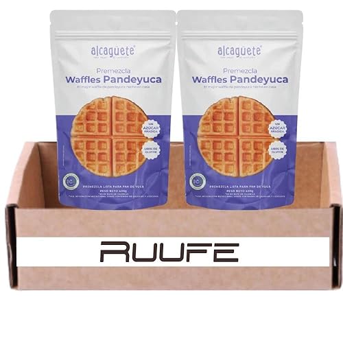 Gofres de Alcaguete Pandeyuca (paquete de 2) Pan de yuca Waffle de queso Sin gluten y sin azúcar añadido. Funciona con waflera - Alimentos para el