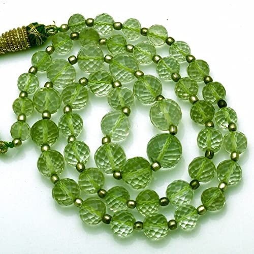 Améthyste verte naturelle collier perles facettées 6.5-10mm prasiolite véritable