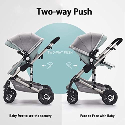 3 In 1 Kinderwagen Carriage Foldable Luxebuggy Wandelwagen Anti-Shock Springs High View Kinderwagen Kinderwagen Bugg Met Baby Basket For Pasgeboren (Color : Black) - Afbeelding 6