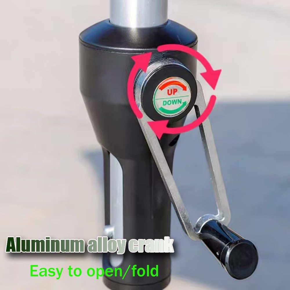 Ombrello Da Patio Doppio Tetto Ombrellone Dritto 270cm Impermeabile | Ombrellone Da Giardino Con Manovella Anti UV Ombrellone Da Esterno 8 Costole Palo In Alluminio