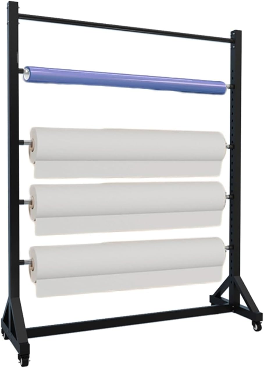 360° Rolling Fabric Storage Rack - Metal Textile Organizer for Window Film & Wallpaper - 150x160cm Easy Mobility Display for Craft & DIY Projects