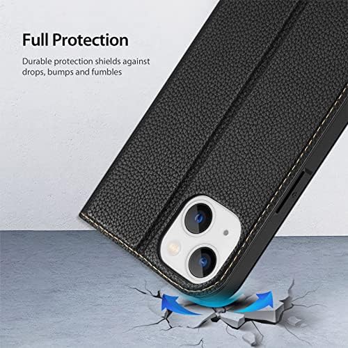 DUX DUCIS Case for iPhone 14, Premium Flip Leather Wallet Magnetic Phone Case with Card Holder Compatible with Apple iPhone 14 (Black)