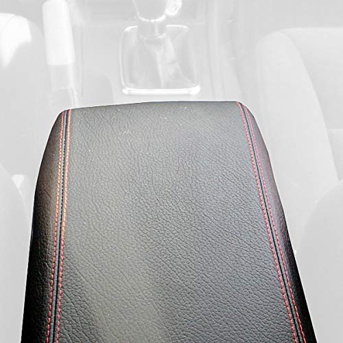 RedlineGoods armrest Cover Compatible with Ford Fusion 2006-12. Tailor Made - not Universal. Genuine top-Grade Italian Black Leather with Blue Thread