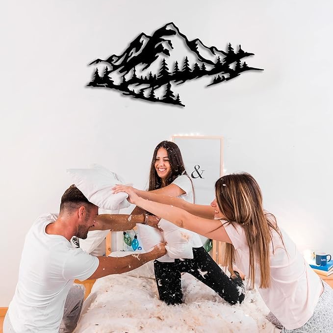 METALPLEX Mountain Range View – Metal Wall Art for Living Room, Bedroom & Office – Handcrafted Aluminum Composite – Easy to Hang Indoor or Outdoor – Black, W 47" x H 22" (Large) - Image 5