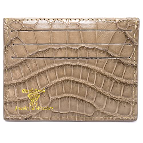 Real Alligator Crocodile Handmade Card Holders Wallet For Men And Women (Beige)