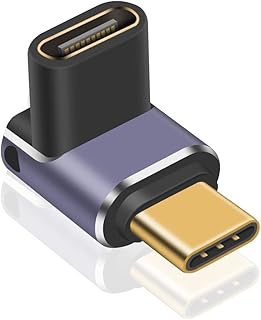 Poyiccot USB C 90 Degree Adapter PD 240W, USB Type C 90 Degree Adapter, 90 Degree USB C Adapter 40Gbps High Speed USB C Extender Support 8K Video with LED Light for ipad MacBook Tablet Phone, 1pcs