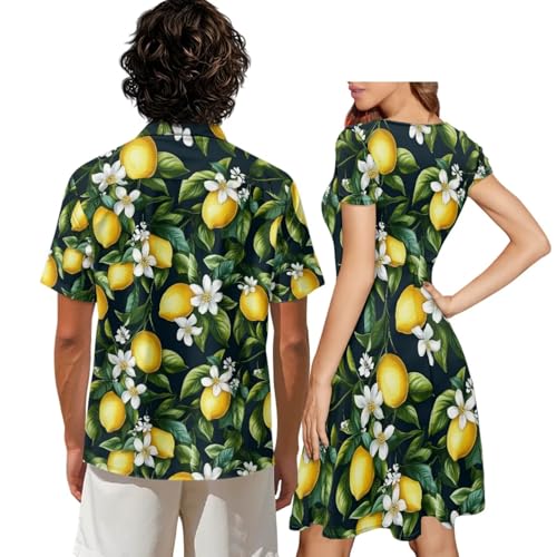 Image of AFPANQZ Couple Matching Outfit Casual Men's Button Down Shirt or Short Sleeve Summer Sundresses Dresses for Women 2026