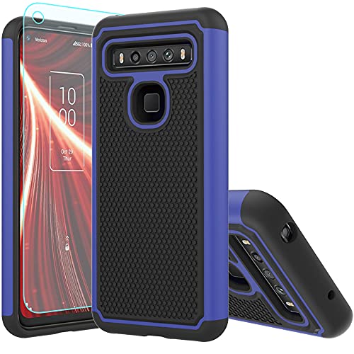 TCL 10 5G UW Case,TCL 10 5G UW Case,with HD Screen Protector [Shock Absorption] Hybrid Dual Layer TPU & Hard Back Cover Bumper Protective Case Cover for TCL 10 5G UW (Blue Armor)
