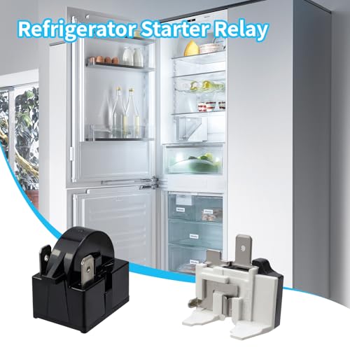 Semetall Relé de partida de geladeira 2 pinos 15Ω e protetor de sobrecarga de 1/5HP (4 peças, preto,