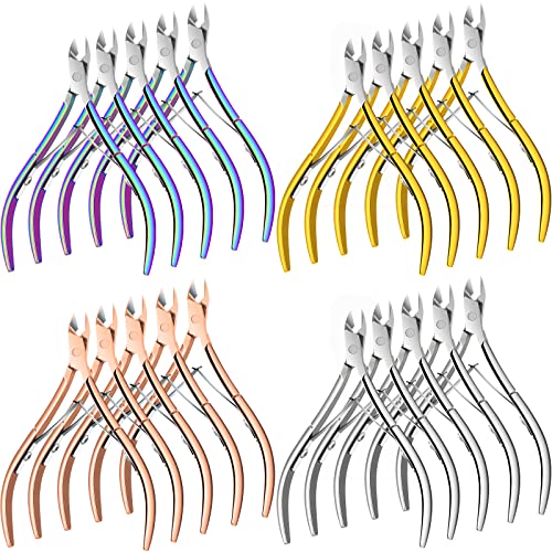 20 Pcs Cuticle Trimmer Stainless Steel Cuticle Nippers Cuticle Cutter Pointed Remover Tool Nail Toenail Nippers Bulk Manicure Pedicure Salon Spa,4 Colors