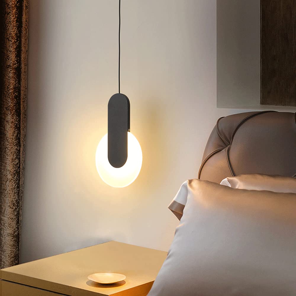 Moderna lampada a sospensione da comodino per camera da letto a LED da 5 W, mini luce d'atmosfera, luci a sospensione in acrilico frisbee creativo, lampade a sospensione per illuminazione decorativa m