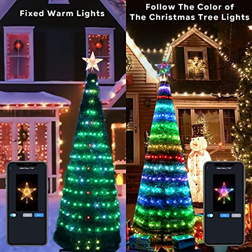 Outdoor Christmas Tree With Lights, 6Ft Diy Collapsible Christmas Tree With App&Remote Control 314 Led Sync Music Timer Prelit Christmas Tree Light Show For Indoor Outdoor Xmas New Year Decoration #TOP2