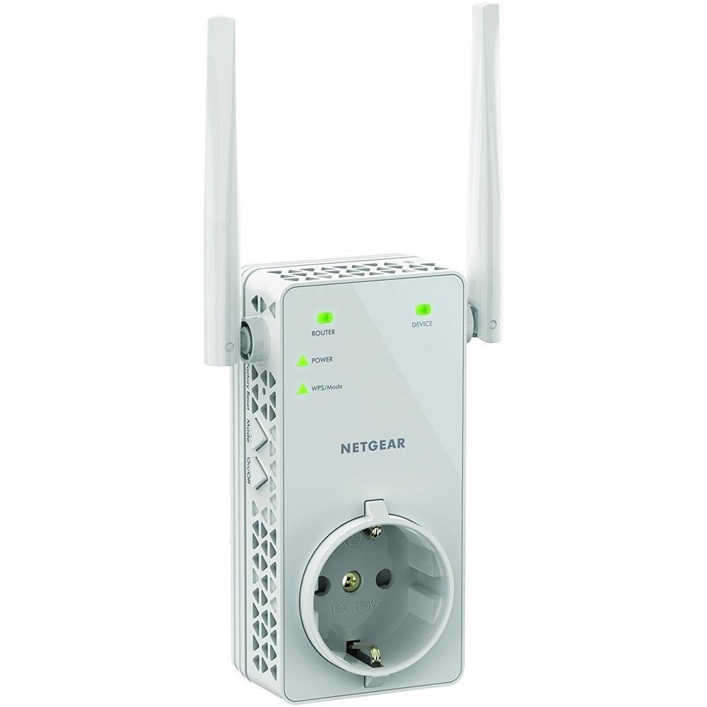 Netgear WLAN Repeater EX6130 WLAN Verstärker, integrierte Steckdose, AC1200 Dual Band WiFi, Abdeckung 2 bis 3 Räume & 20 Geräte, Geschwindigkeit bis zu 1200 MBit/s,‎Weiß