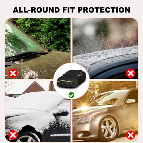 Image of INSAUTO Heavy Duty Waterproof All-Weather Car Cover for Tesla Model 3 2017-2026, Outdoor Full Car Cover with Door Zipper, Protects from Sun, Rain, Snow, Dust & UV (Black)