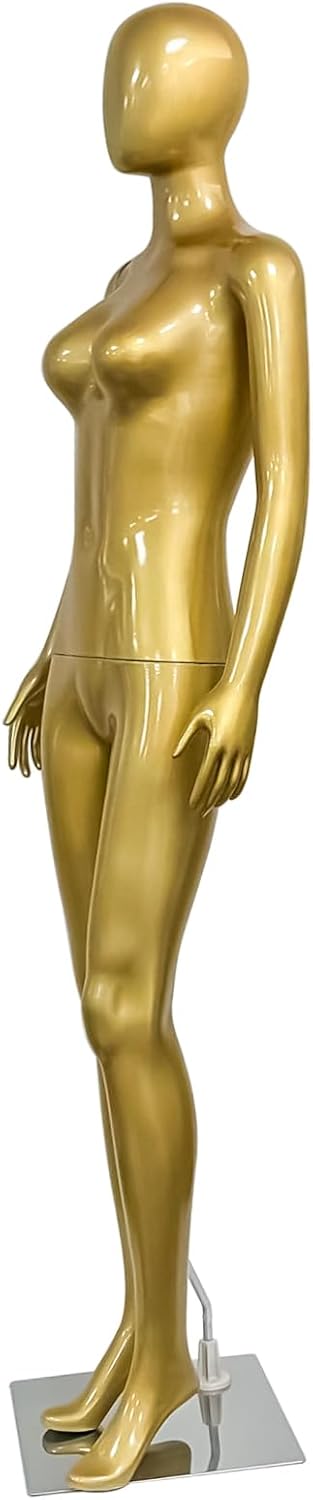 Gold Female Mannequin Dress Form Display - Manikin Torso Stand Realistic Full Body Mannequin for Retail Clothing Shops, Halloween Christmas Cosplay