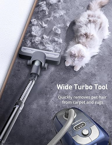 Image of Aspiron Canister Vacuum, 1600W /40Kpa Canister Bagged Vacuum,4QT Dust Bag, H13 HEPA Filter, 5 Tools, Pet-Friendly,Variable Power Control,for Carpets, Hardwood Floors, Stairs, Pet Hair, Household,Car