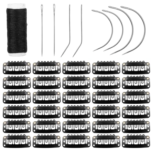50 Stück Haarextension Clips Für Extensions Perücke Ohne NäHen Gebogene Nähnadel Mit 1 Rolle Garn HaarverläNgerung Clip Mit 6 ZäHnen Perückenclips Zum Sichern Zum Befestigen Perücken Zubehör 50 Stück Haarextension Clips Für Extensions Perücke Ohne NäHen Gebogene Nähnadel Mit 1 Rolle Garn HaarverläNgerung Clip Mit 6 ZäHnen Perückenclips Zum Sichern Zum Befestigen Perücken Zubehör
