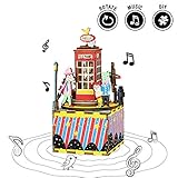  HXZB 3D de Madera Puzzle DIY Caja de música Conjunto Colorido Giro de Madera Conjunto Artesanal Mejor Festival y Regalo de cumpleaños Cabina de teléfono