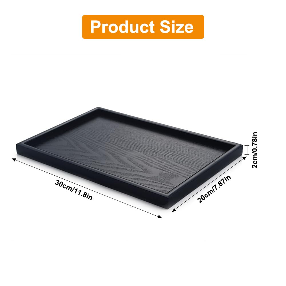 Vassoio In Legno Nero 30x20cm - Per Servire Cibo E Bevande, Design Moderno Per Casa E Bar