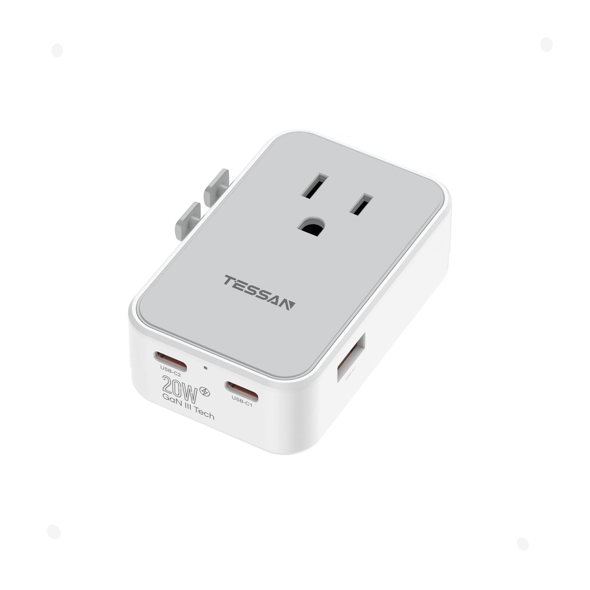 TESSAN 変換プラグ 全世界対応 (4-in-1, 20W) 海外旅行用コンセント アダプター C/BF/O/Aタイプ