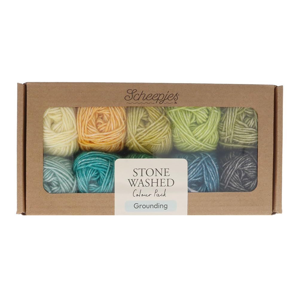 Scheepjes Stone Washed Colour Pack 10x25g - Giallo, Arancione, Blu