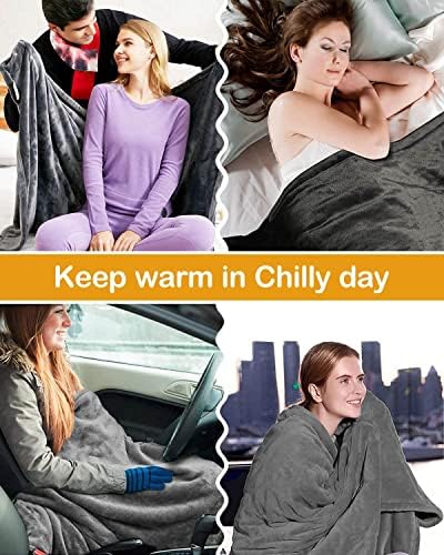Rantizon USB Electric Heated Shawl Blanket with Zipper, 2022 Upgraded Super Large Size Thick Flannel Fast Heating 3 Levels Adjustable Temperature Portable Heated Blanket Throw For Home Office Use