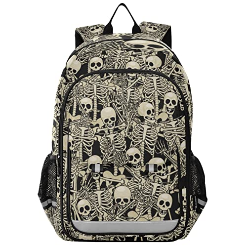 Sac à dos d'écolier durable à motif squelette amusant pour garçon