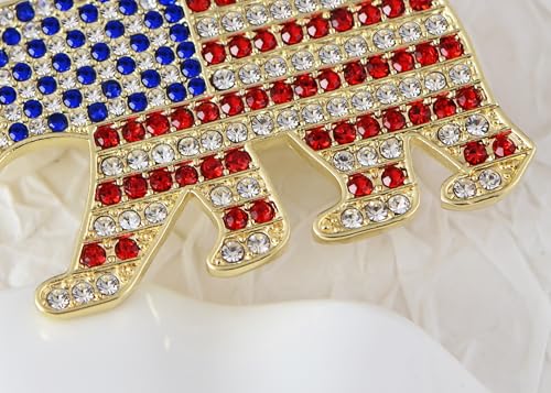 Image of Alilang American Flag USA Sparkly Crystal Rhinestone 4th of July Patriotic Pin Brooch