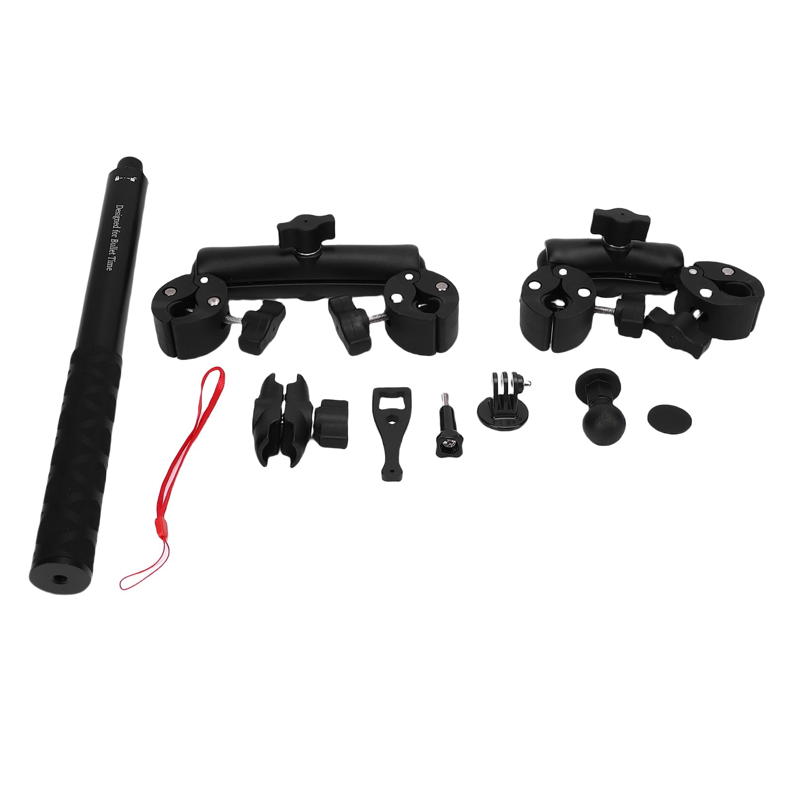 Luocute Zestaw Wspornika Kamery Motocyklowej, Podwójny Zacisk 28-115 Cm Selfie Stick dla X5 X4 X3 X2 One RS, Kompatybilny z kierownicą 0,6-1,75 Cala