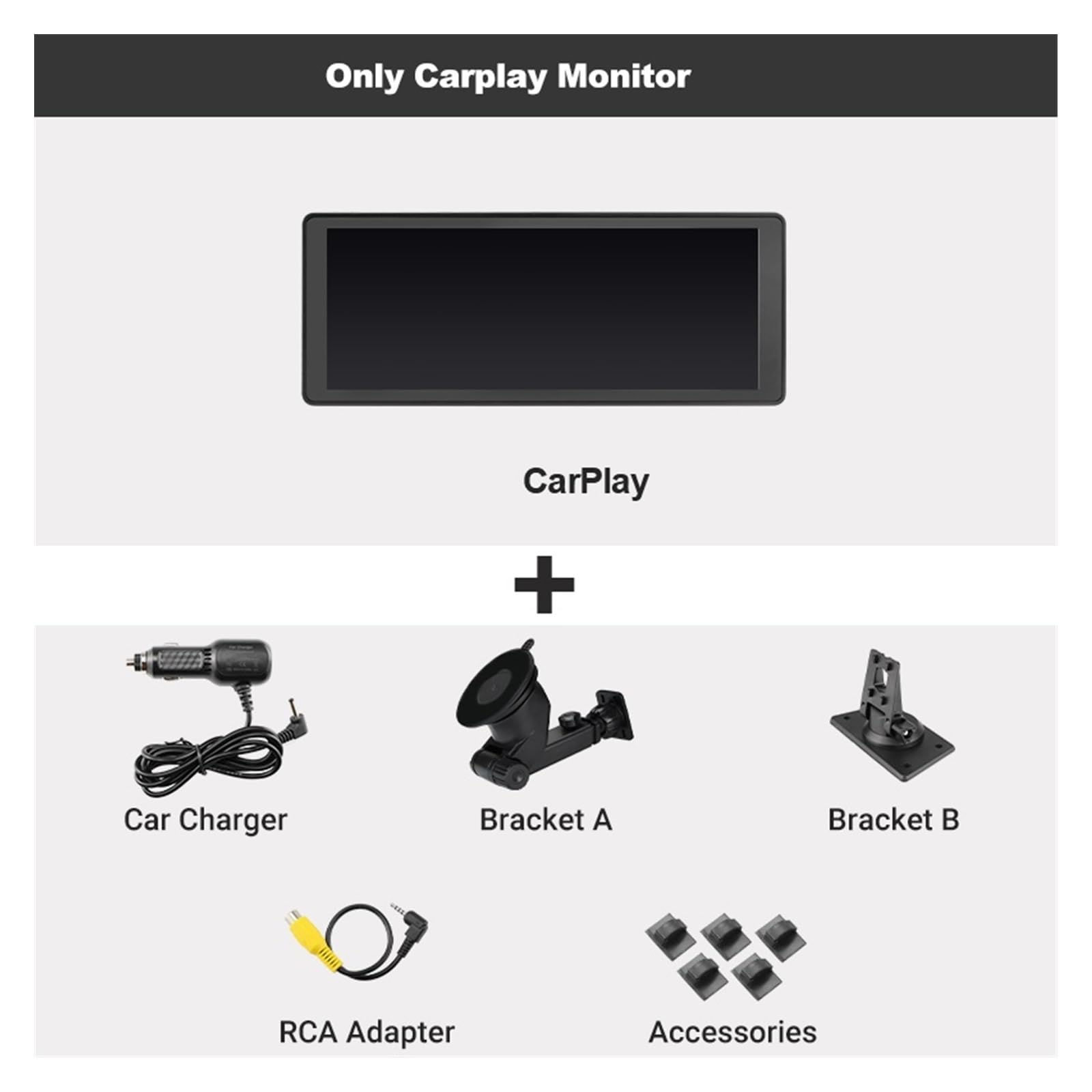 Cámara de Tablero, 9 '' IPS Carplay inalámbrico Auto Full HD Pantalla táctil Monitor portátil Radio de Coche Reproductor Video Multimedia(Only Monitor)