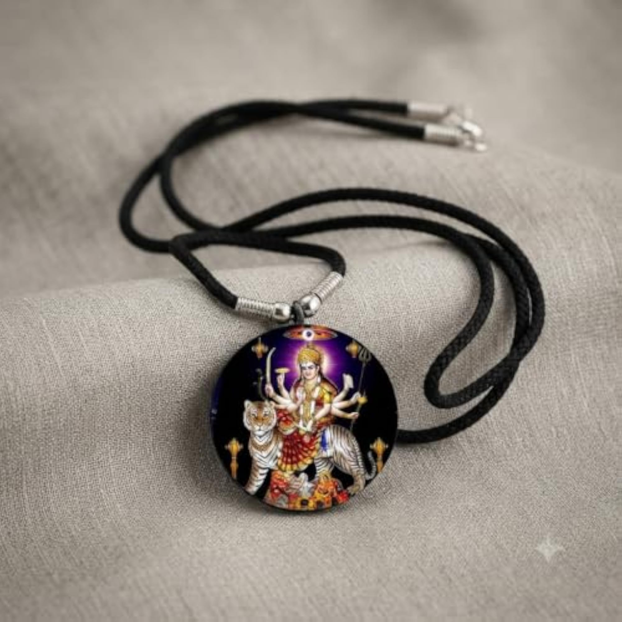 Goddess Maa Durga Sherawali Purple Acrylic Pendant Necklace
