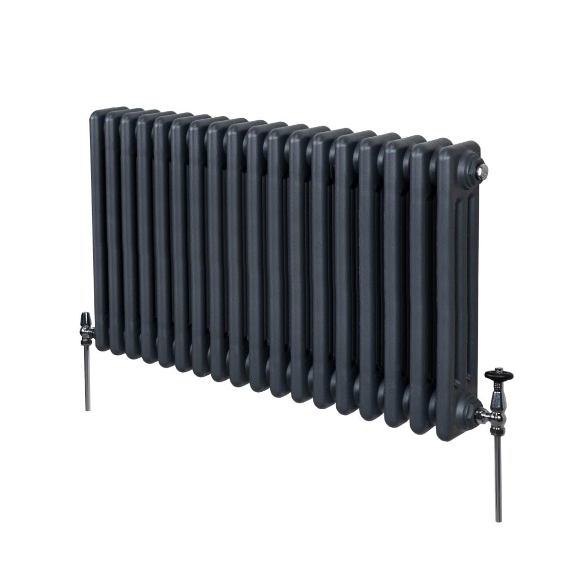 Traditional 3 Column Radiator 600mm x 832mm Modern Central Heating Heater Matt Anthracite Grey Carbon Steel Horizontal Wall Mounted Kitchen Living Room Bathroom Cleaning Brush Fixing Kit & Brackets