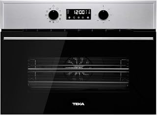 TEKA HSC 644 C - Horno Compacto Multifunción de 45 cm, SurroundTemp + Microondas, 11 Funciones de Cocinado, Sistema de Limpieza HydroClean ECO, Touch Control LED, 3 Cristales, Color Acero Inoxidable