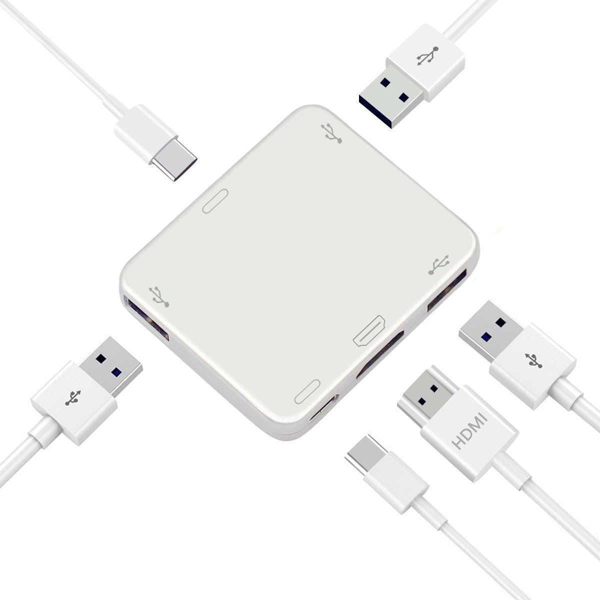 5-Port USB C Hub, Type C Hub 3 Ports USB 3.0 Multi-Port Adapter + 1 Type-C Charging Port+ 1 HDMI Video Output Port for Type C Computers, MacBook Pro 2016, MacBook 2015/2016, Google Chromebook 2016