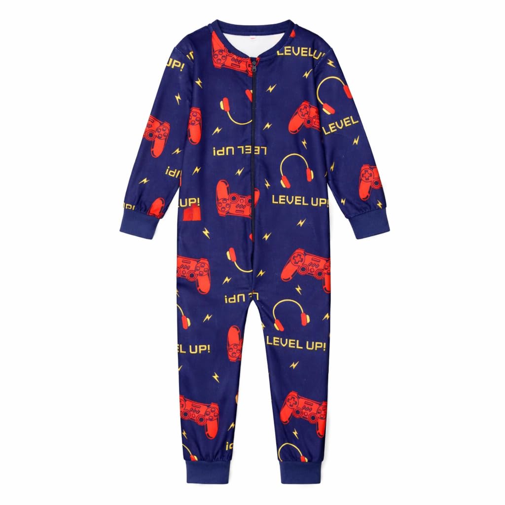 Gladrags Boys Blue Or Girls Unisex Gaming Fleece Onesie Sleepsuit, Gamers All In One Cosy Loungewear Pyjamas, Age 13 Years