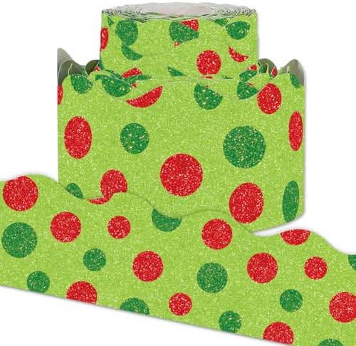 Whaline 65.6Ft Christmas Glitter Bulletin Board Border Glitter Re...