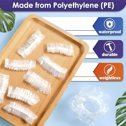 200 Pcs Ear Covers for Shower – Disposable Ear Covers for Hair Dye – Waterproof, Lightweight, Durable Plastic | Comfortable to Wear, Easy to Stretch, Suitable for Adults at Home, Spa, Travel, Hotel