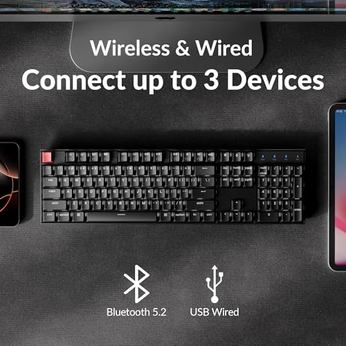 Image of Keychron K10 Version 2 Full Size 104 Keys Bluetooth Wireless Mechanical Gaming Keyboard for Mac Windows Super Red Switch White LED Backlight /USB C Wired Computer Keyboard