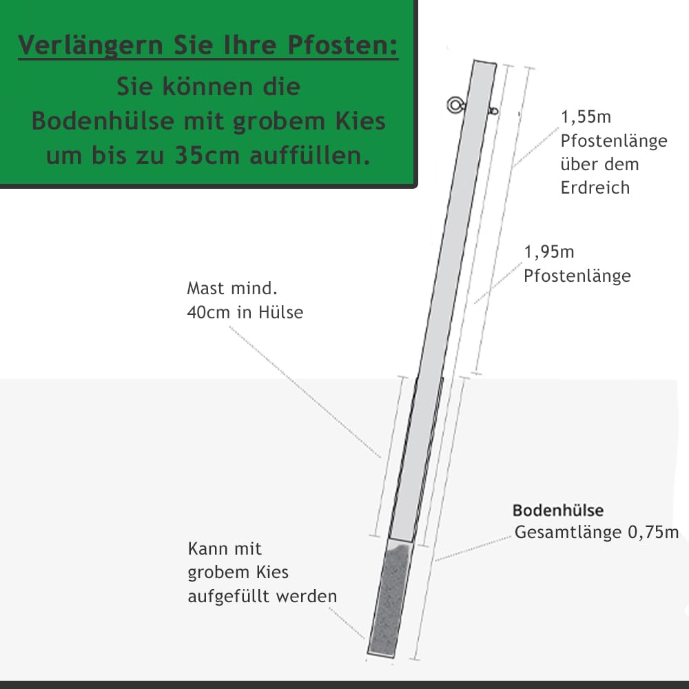 2x Hängematten-Pfosten Ø 101,6mm, 1,95m, wetterfest, bis 200kg (2 Personen)