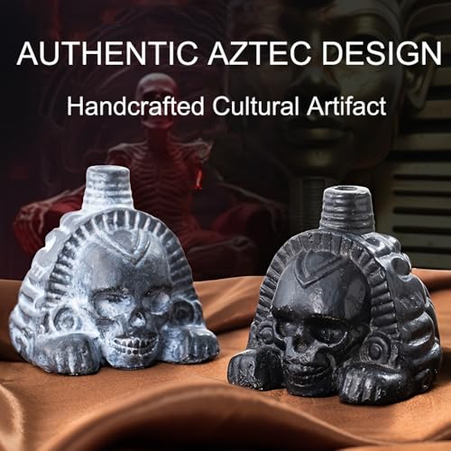 Authentic Aztec Death Whistle - The Lion Skull Shape Handmade Clay Screaming Sound for Halloween Pranks, Scary Gifts (Gray)