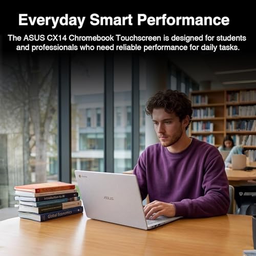 Image of ASUS Chromebook CX14 14.0 inch FHD Touch Display (Intel Celeron N4500, 8GB RAM, 256GB Storage (128GB SSD + 128GB Micro SD Card), Wi-Fi 6, BT, HD Webcam, Chrome OS) - Ideal for Everyday Value Use (Renewed)