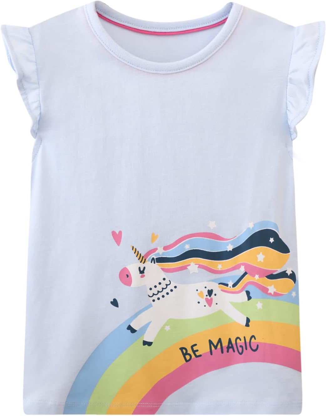 Little Girls' Short Sleeve Shirt Tee Cotton Casual Graphic Easter Pink Unicorn Yellow Bunny Summer Crewneck Tunic T-Shirts Tops Tee 3 Packs Sets Size 6 - Image 5