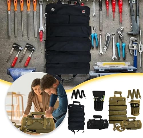ERQIONGLYW Tool Bags Tool Bag Organizer Tool Bags for Men Heavy Duty Electrician Tool Bag Canvas Tool Bag Foldable Multifunctional Large Capacity Roll Up - Image 6